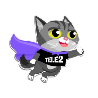 👊 TELE2 kucing, superhero, Tele2, kartun, stiker whatsapp sticker