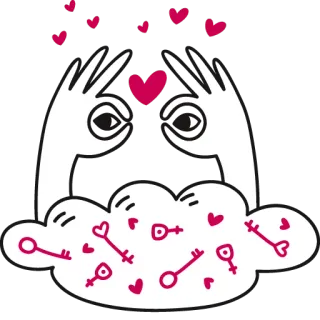 ❤️ руки, глаза, сердце, ключ, облако, любовь, мультик, романтика telegram sticker