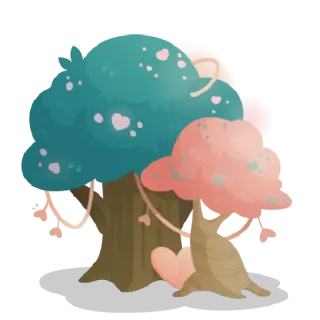 💞 trees, hearts, love, nature, cute, colorful, illustration telegram sticker