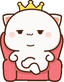 👸 고양이, 왕관, 앉아있는, 의자, 귀여운 whatsapp sticker
