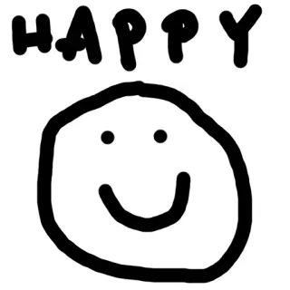 😊 HAPPY glücklich, Smiley, positiv, Emoji, simpel, Gekritzel telegram sticker