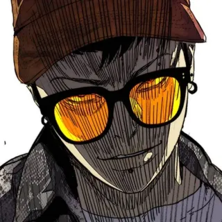 🌩 Cartone animato, Uomo, Occhiali da sole, Cappello, Personaggio whatsapp sticker
