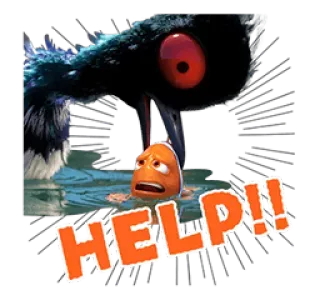 😧 Nemo Finding Nemo HELP!! 魚, 海, 漫画, 助けて, 怖い, 鳥 telegram sticker