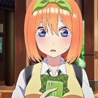 🧩 Yotsuba Nakano The Quintessential Quintuplets Anime, Fille, Yotsuba Nakano, The Quintessential Quintuplets, Cheveux orange, Uniforme scolaire telegram sticker