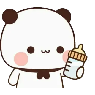 🐼 Панда, Милый, Малыш, Бутылочка, Животное, Мультфильм telegram sticker