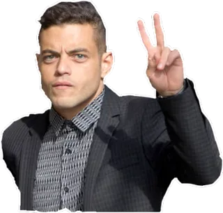 ✌️ Rami Malek, ator, sinal de paz, celebridade, retrato telegram sticker