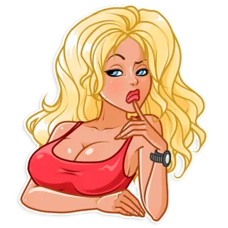 🤔 mujer, rubia, dibujos animados, sexy, tetona whatsapp sticker