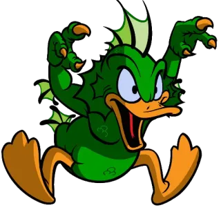 👹 Desenho animado, Monstro, Pato, Verde, Criatura, Engraçado whatsapp sticker