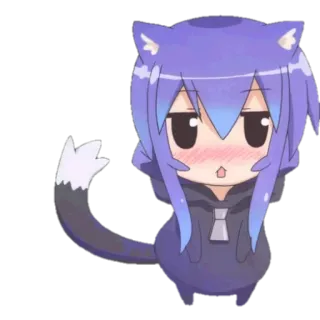 😳 Anime, Dibujos animados, Nekomimi, Chibi, Lindo, Kawaii, Manga whatsapp sticker