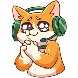 🥹 corgi, dog, cute, headset, gaming, kawaii, adorable telegram sticker