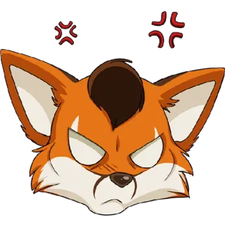 💢 лиса, злой, мультфильм, животное, расстроенный, взбешенный, красный telegram sticker