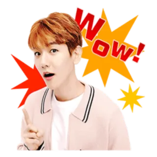😯 WOW! uau, exclamação, surpresa, admiração, expressão, reação, kpop, pessoa telegram sticker