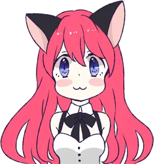 ☺️ Anime, Garota gato, Kawaii, Cabelo rosa, Fofo telegram sticker