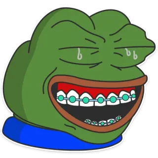 😂 Pepe the Frog frog, meme, braces, pepe telegram sticker