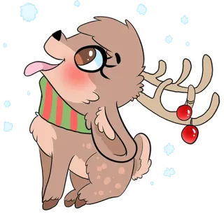 ❄️ reindeer, christmas, holiday, cartoon, animal, cute, scarf, ornaments, winter telegram sticker