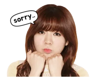 😔 sorry.. desculpa, pedido de desculpas, fofo, mulher, desenho animado whatsapp sticker