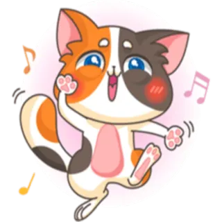 🎼 猫, 小猫, 音乐, 可爱, 动物, 贴纸 whatsapp sticker