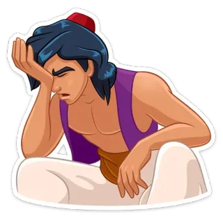 🤦‍♀️ Aladdin ดิสนีย์, อะลาดิน, เหนื่อย, หมดแรง, การ์ตูน, เศร้า telegram sticker