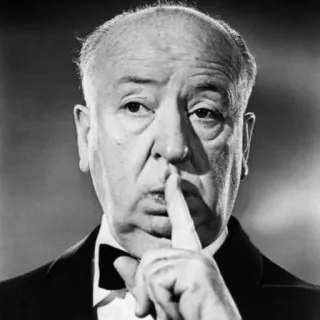 🤫 Alfred Hitchcock Alfred Hitchcock, director, film, silence, shhh, finger to lips, classic, movie, portrait telegram sticker