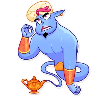 👌 Genie geest, magie, lamp, cartoon, wens, mythisch, personage, djinn telegram sticker