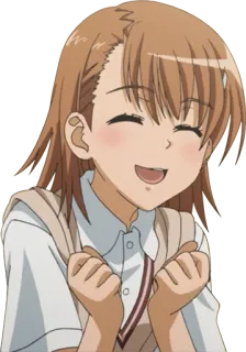 😄 Misaka Mikoto A Certain Scientific Railgun อนิเมะ, ผู้หญิง, ยิ้ม, น่ารัก telegram sticker