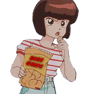 🍟 DICE GRIPS Anime, Chica, Papas fritas, Comida, Snack whatsapp sticker
