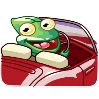 🚗 cartoon, frog, car, driving, vehicle, animal telegram sticker