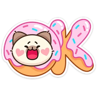 👌 OK donut, chat, ok, mignon, kawaii, autocollant telegram sticker
