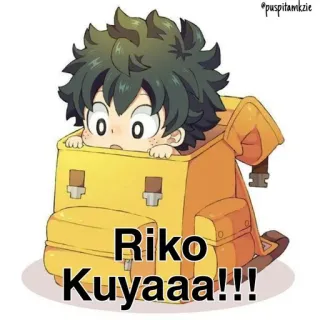 🤖 Riko Kuyaaa!!! 애니메이션, 귀여운, 배낭, 아이, 만화 whatsapp sticker