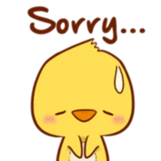 🙏 Sorry... desculpa, fofo, pássaro, triste, desenho animado telegram sticker
