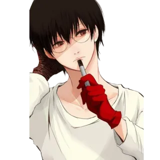 🤔 Аниме, Персонаж, Перчатки, Очки, Маркер telegram sticker