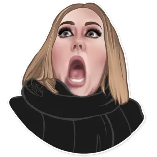 😲 Adele певец, знаменитость, в шоке, мем, мультфильм, поп-звезда, женщина telegram sticker