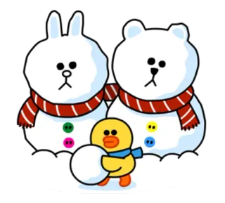 🐼 ตุ๊กตาหิมะ, ฤดูหนาว, เป็ด, ลูกบอลหิมะ, ผ้าพันคอ telegram sticker