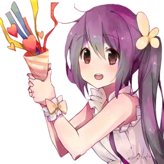 🥳 Аниме девушка, Мультфильм, Сердечки, Милый, Любовь telegram sticker
