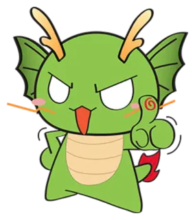 👍 naga, kartun, hijau, jari tengah, menyinggung, gestur, hewan telegram sticker