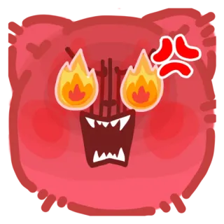 🤬 злой, огонь, мультфильм, красный, эмодзи, безумный, ярость whatsapp sticker