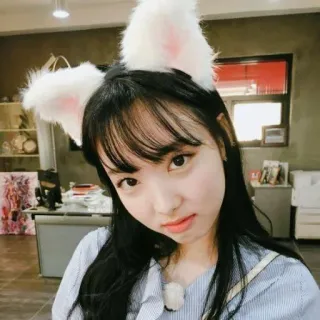 😿 หูแมว, น่ารัก, เซลฟี่, ผู้หญิง, ภาพเหมือน telegram sticker