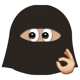 👌 Emoji, Burca, Gesto OK, Islão, Muçulmano/Muçulmana, Mulher telegram sticker