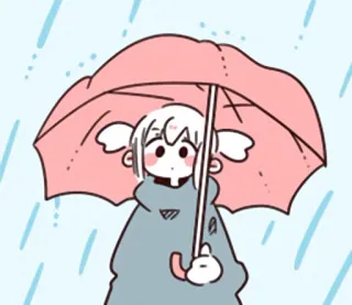 ☔️ parasol, deszcz, kawaii, słodki, kreskówka, postać, różowy, niebieski telegram sticker