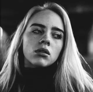 🕸 Billie Eilish Billie Eilish, Sängerin, Künstler, Porträt, Schwarzweiß telegram sticker