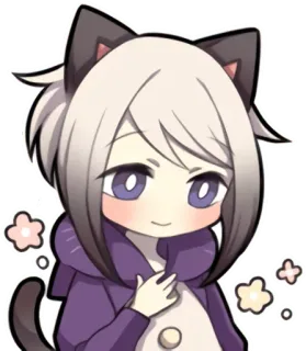 😌 Anime, Fille Chat, Kawaii, Mignon, Autocollant, Chibi whatsapp sticker
