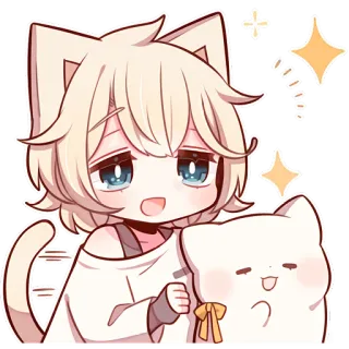 ✨ anime, cat, kawaii, cute, chibi, sticker telegram sticker