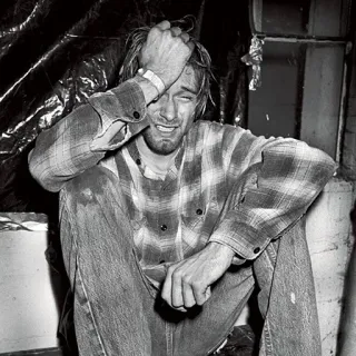 🤕 Kurt Cobain 音乐, 音乐家, 垃圾摇滚, 科特·柯本, 涅槃乐队, 悲伤, 肖像 telegram sticker