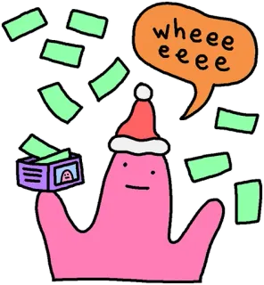 💸 wheeeeeee dibujos animados, dinero, celebración, navidad, fiesta telegram sticker