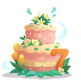 🎂 cake, number 7, birthday, celebration, flowers, sweet, dessert telegram sticker