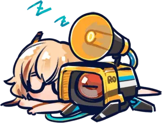 😴 Roboter, Megaphon, schlafend, süß, Anime whatsapp sticker