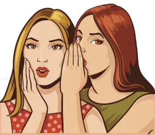 👭 potins, chuchotements, secrets, amis, femme, illustration, vintage, rétro telegram sticker