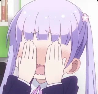 😽 Anime, dziewczyna, zawstydzona, słodka, rumieniąca się, nieśmiała, kreskówka telegram sticker