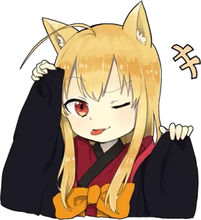 🦊 Аниме, Девушка-кошка, Чиби, Милый, Каваий telegram sticker