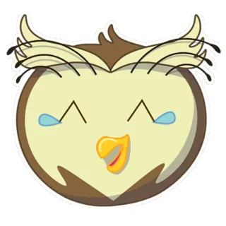 😂 sowa, emoji, śmiech, płacz, kreskówka, zwierzę, ptak whatsapp sticker